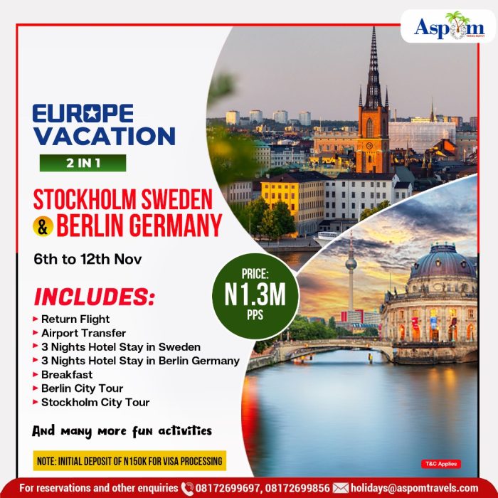 Europe Vacation. Stockholm Sweden, Berlin, Germany