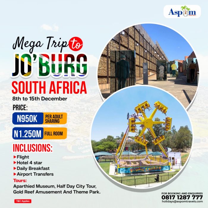 Mega Trip to Jo'Burg South Africa